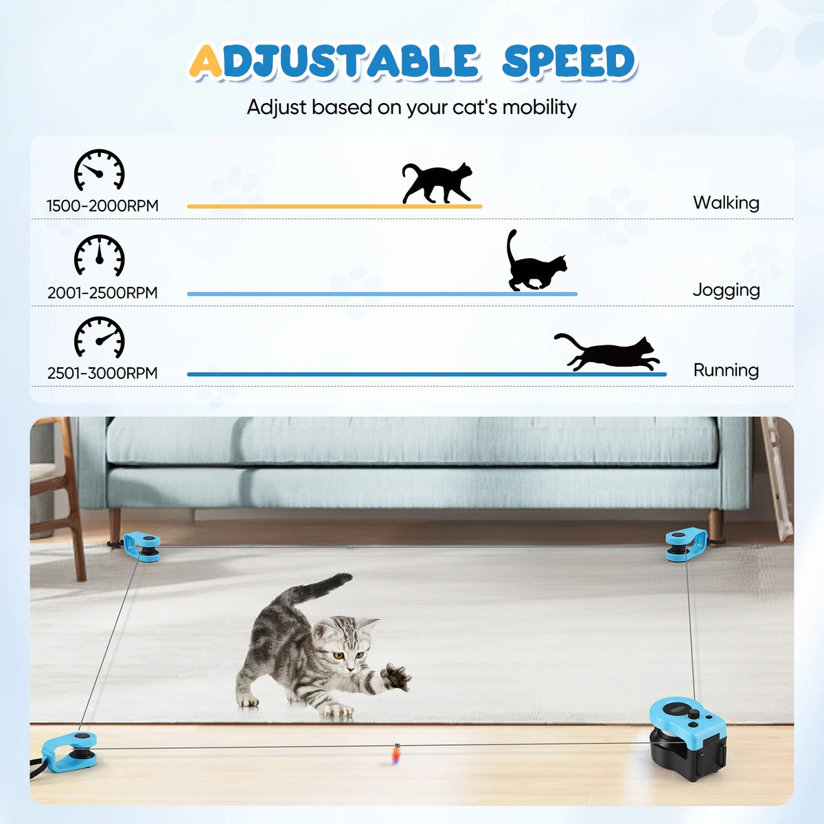 Cat Toys Cat Wheel Exerciser New Cat Treadmill for Indoor Adjustable Speed Simulated Interactive Hunting Cat Toy with Remote Con