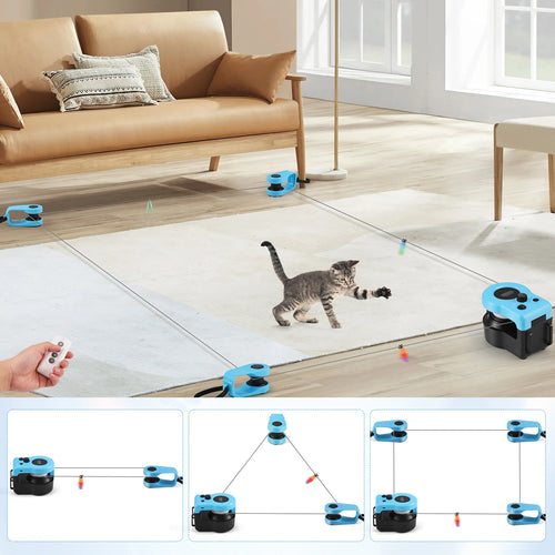 Cat Toys Cat Wheel Exerciser New Cat Treadmill for Indoor Adjustable Speed Simulated Interactive Hunting Cat Toy with Remote Con